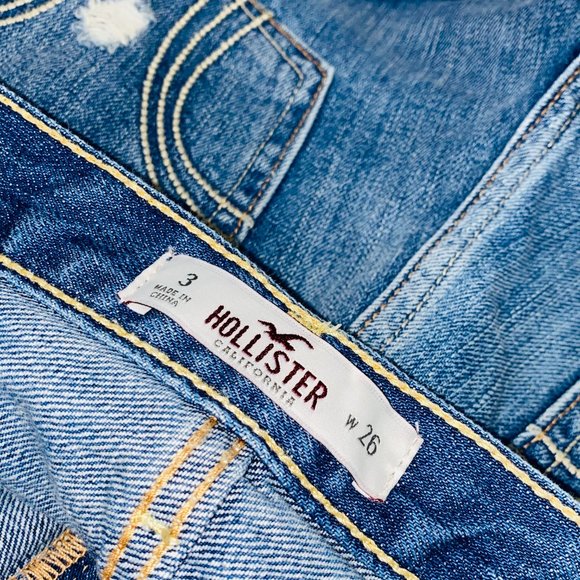 Hollister High Waist Fringed Jean Shorts 3 W 26 - Picture 8 of 9